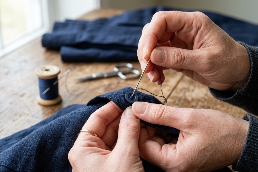 Petits travaux de couture réalisés à la main