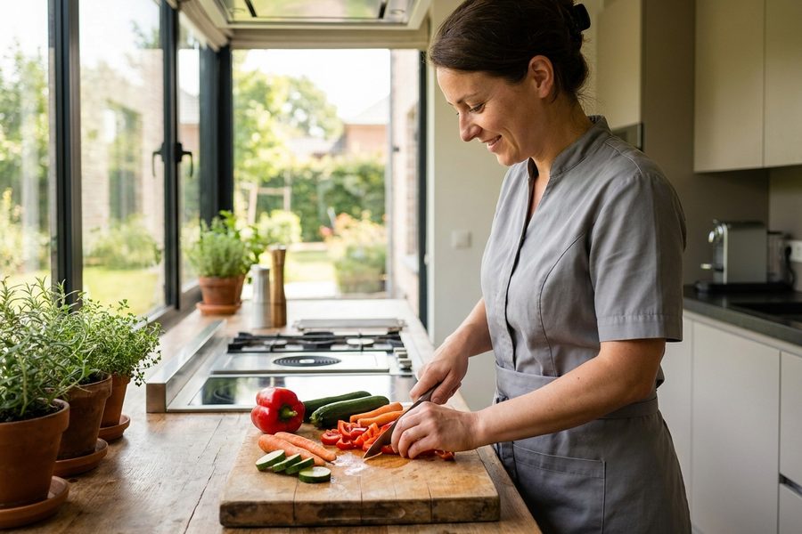 Préparation d’un repas maison avec des légumes frais