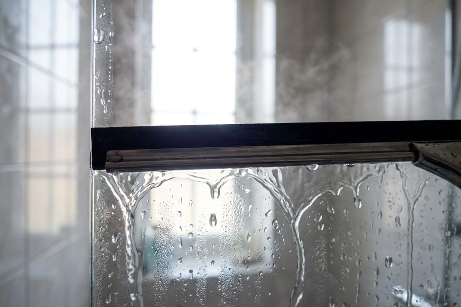 Paroi de douche nettoyée sans traces de calcaire
