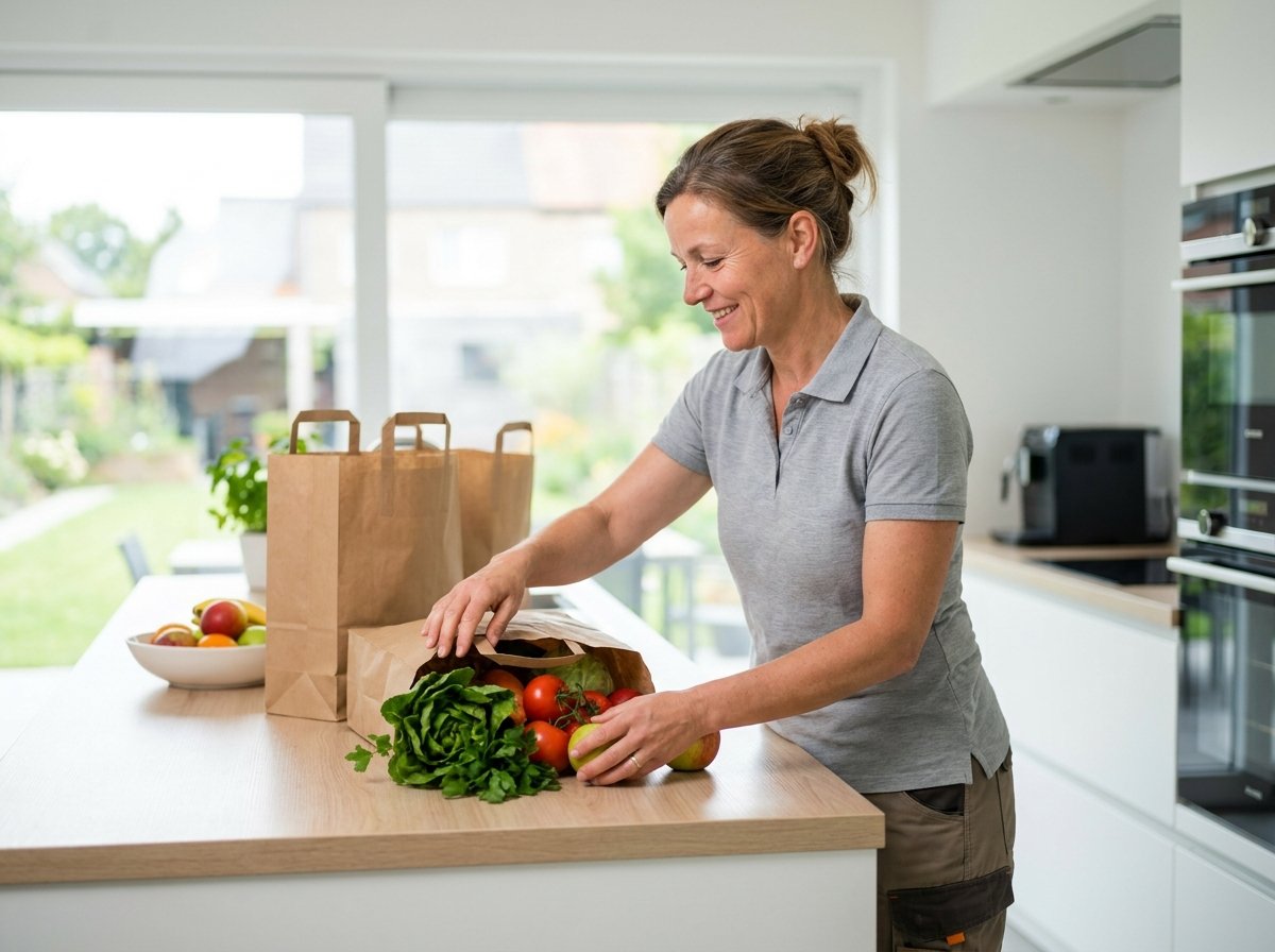 Boodschappen die in de keuken worden gezet